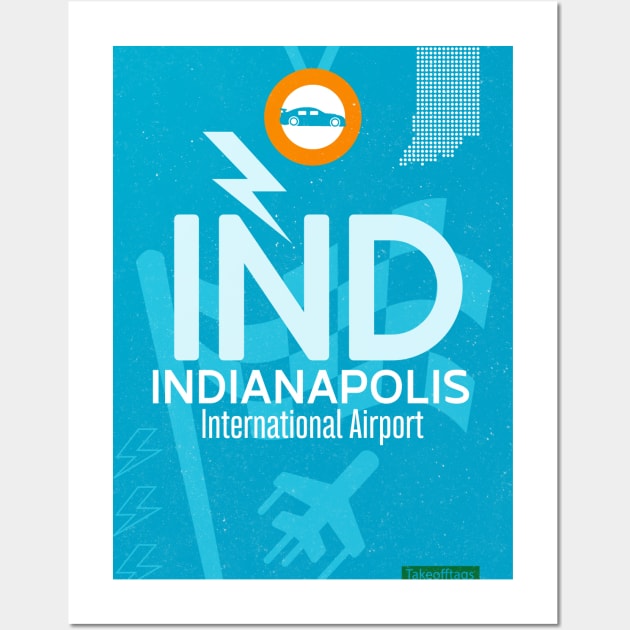 IND Indianapolis airport code Wall Art by Woohoo